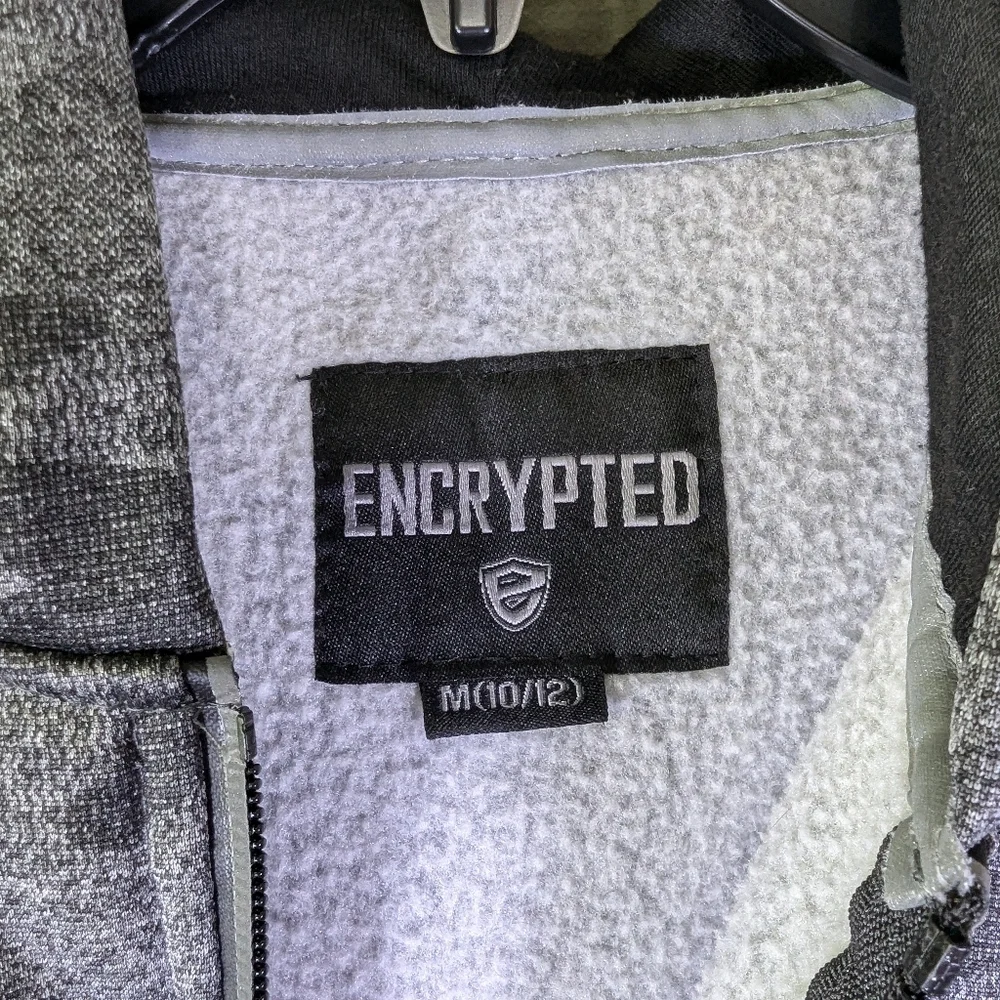 Encrypted boys medium (10/12) gray camo zip up jacket